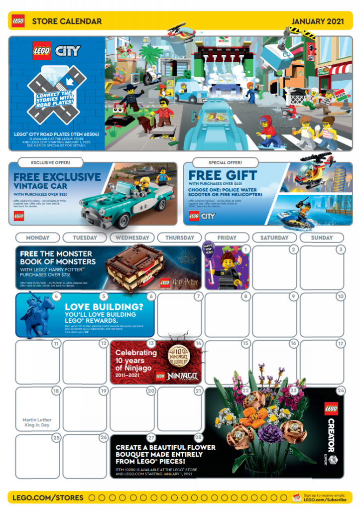 LEGO 2021 January Store calendar front