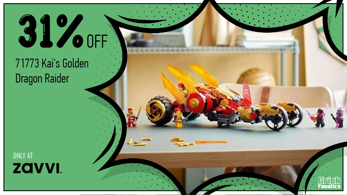 Ninja run over to Zavvi for 31% off LEGO NINJAGO 71773 Kai’s Golden Dragon Raider