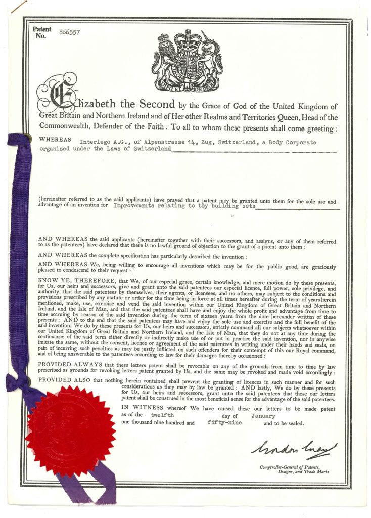 LEGO Brick Patent UK