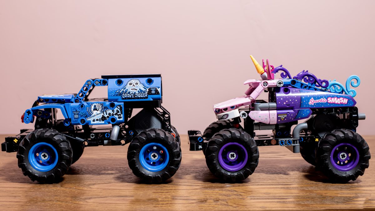 LEGO Technic 42219 Monster Jam Grave Digger and 42220 Monster Jam Sparkle Smash 2 1200x675