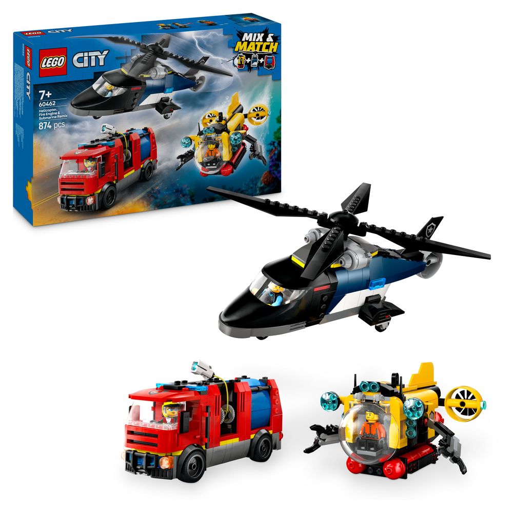 LEGO City 60462 Helicopter Fire Engine Submarine Remix 1