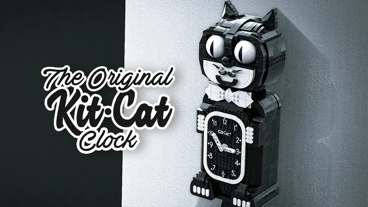 Black and white cat clock reaches 10K supporters on LEGO Ideas