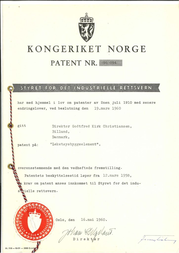 LEGO Brick Patent Norway