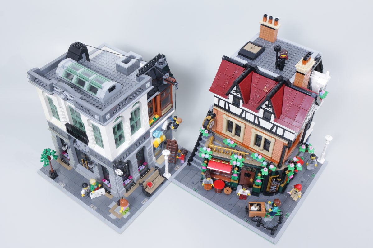 LEGO Icons 10350 Tudor Corner second review plus comparison with 10251 Brick Bank and 10270 Bookshop 87 1200x800