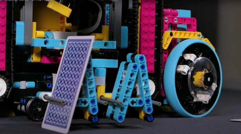 Watch LEGO Education SPIKE Prime model build a house of cards