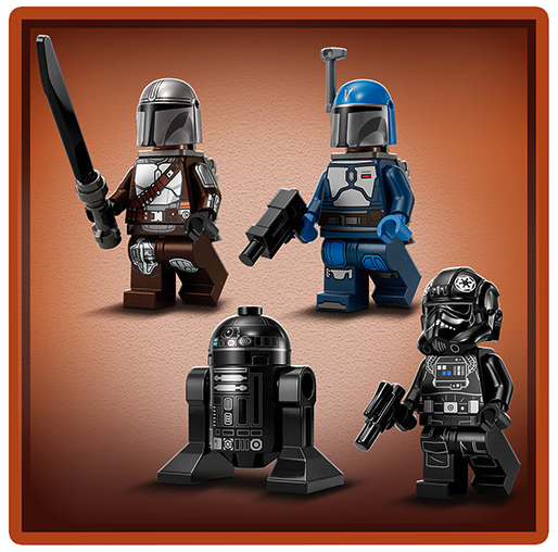 LEGO Star Wars 75348 Mandalorian Fang Fighter VS TIE Interceptor Box Art Minifigures