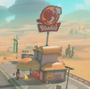 mario kart yoshi burger restaurant