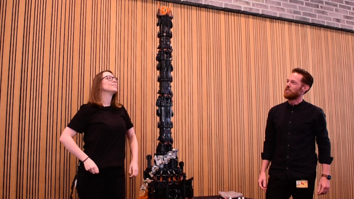LEGO demonstrates stacking multiple copies of Barad-dûr