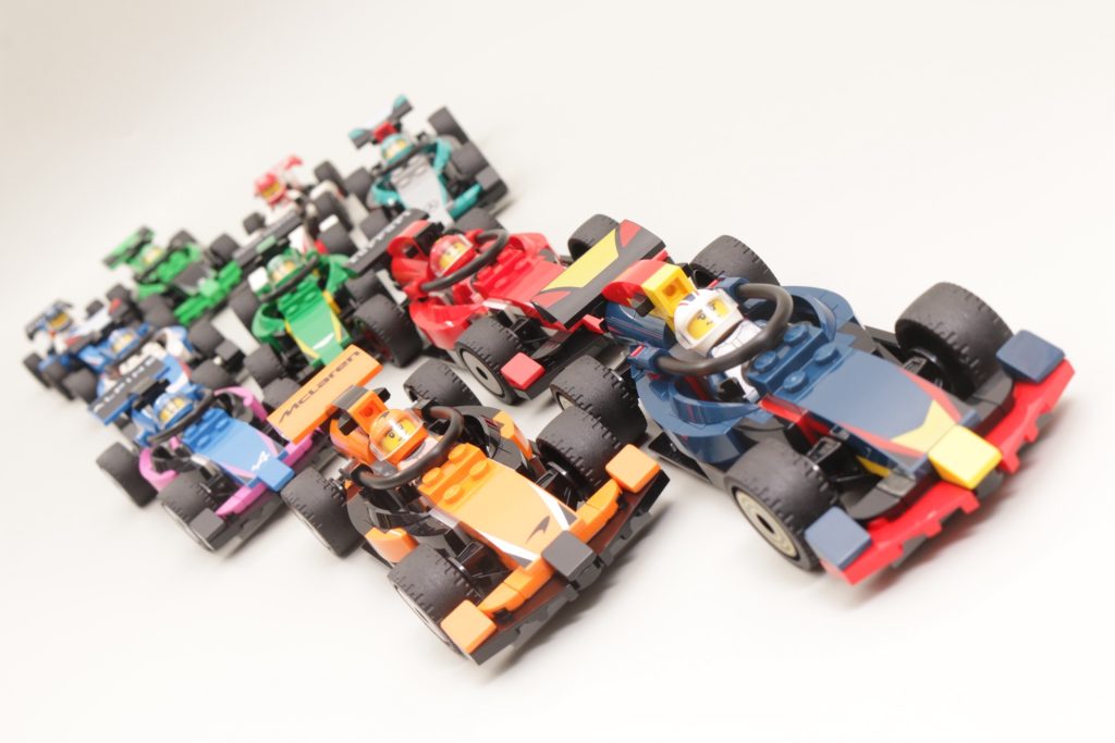 LEGO City Formula 1 car comparison – every team – McLaren Ferrari Red Bull Mercedes Aston Martin 5 1024x683