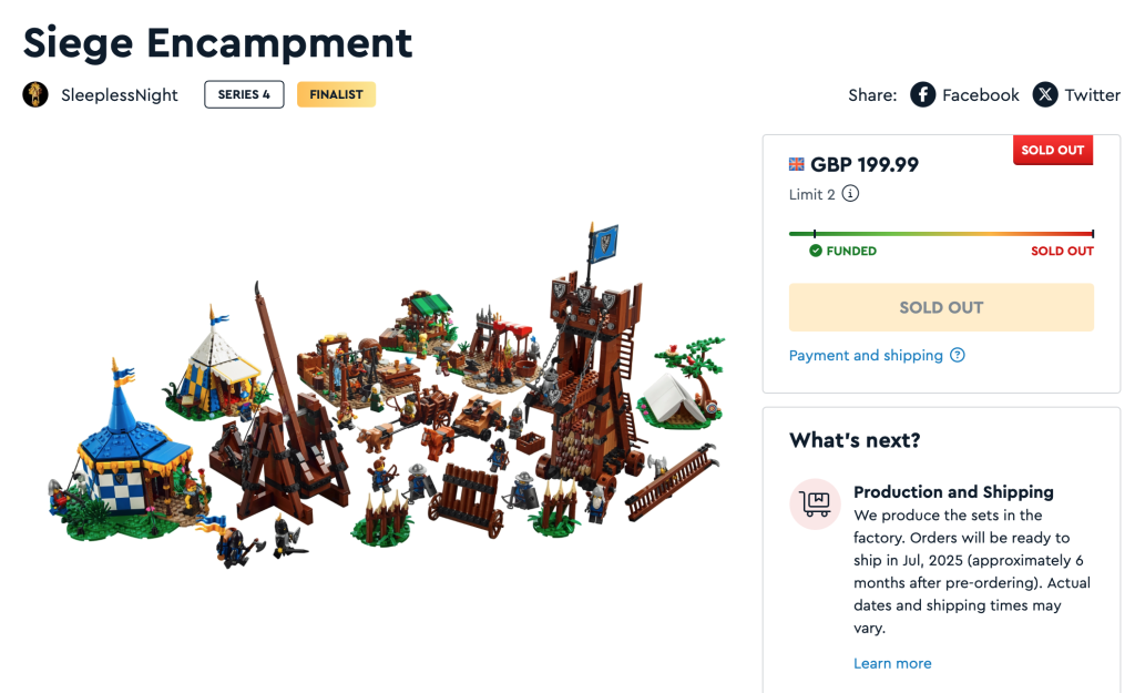 BrickLink Designer Program Series 4 Siege Encampment sold out 1024x625